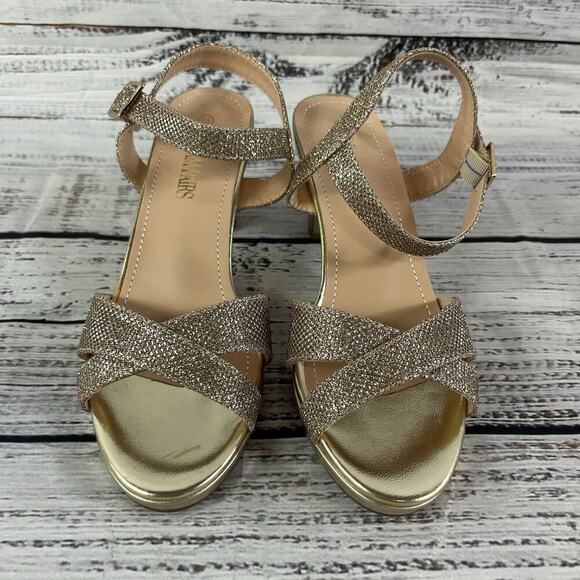 Dream Pairs Heels Pumps Shoes sz 7.5 Gold Sparkles Wedding Cocktail Evening - Picture 4 of 11